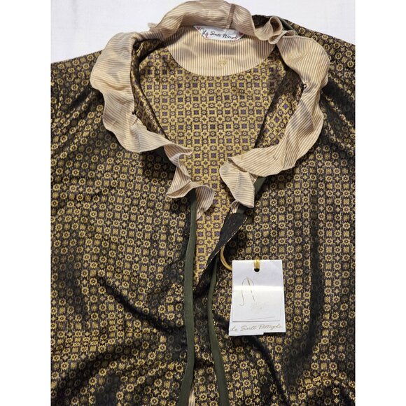 Le Sarte Pettegold Shimmery Gold Silk Blouse Made In Italy Boho NWT Size 44 - Picture 11 of 15